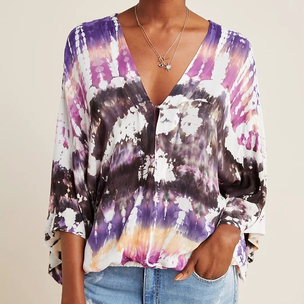 Anthropologie Heather Tie-Dye Blouse Young Fabulous & Broke NWT Size Large